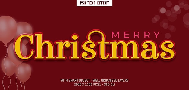 Creative text merry christmas editable text effect 3d style