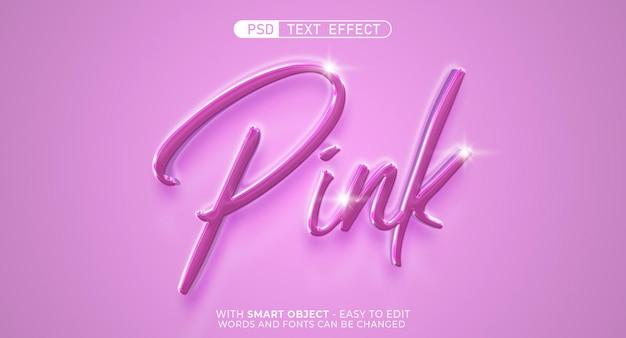 Creative text pink editable text effect 3d style