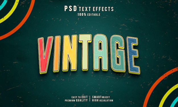 PSD creative vintage 3d editable text style effect