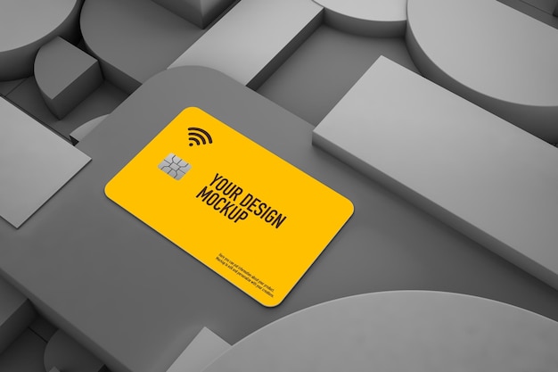 Credit card mockup on polygonal background