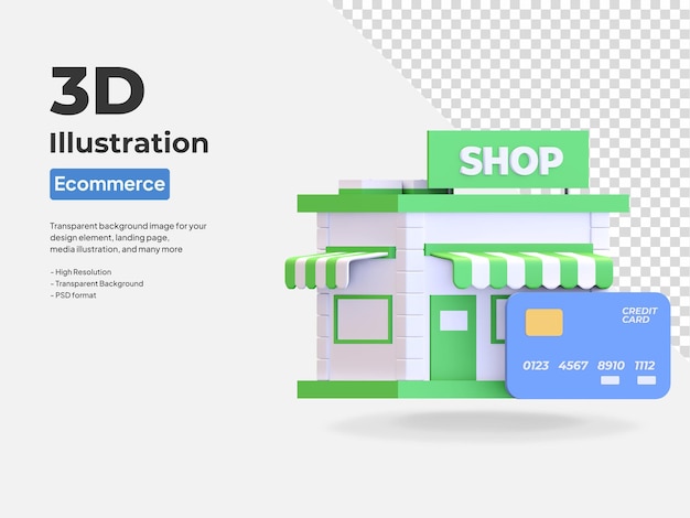 Credit card payment accept store icon 3d render illustration