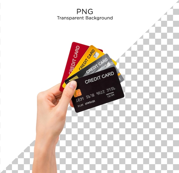 Credit Cards in Hand Photo PSD PNG Transparent Background