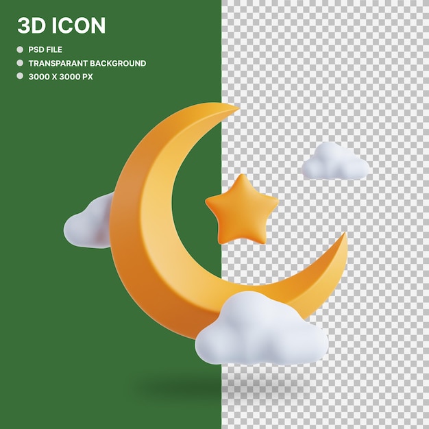 crescent moon 3d graphic illustration