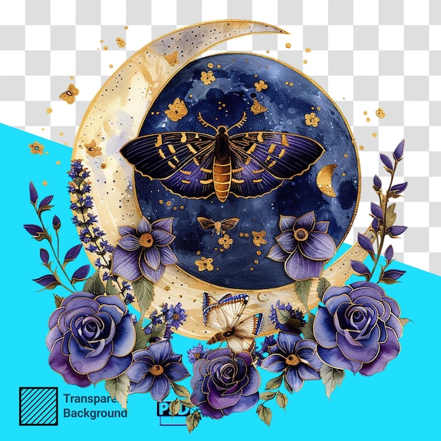 The crescent moon symbol Beauty purple moon design is a Celestial illustration