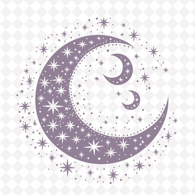 PSD a crescent moon with stars and a white background vector art illustration