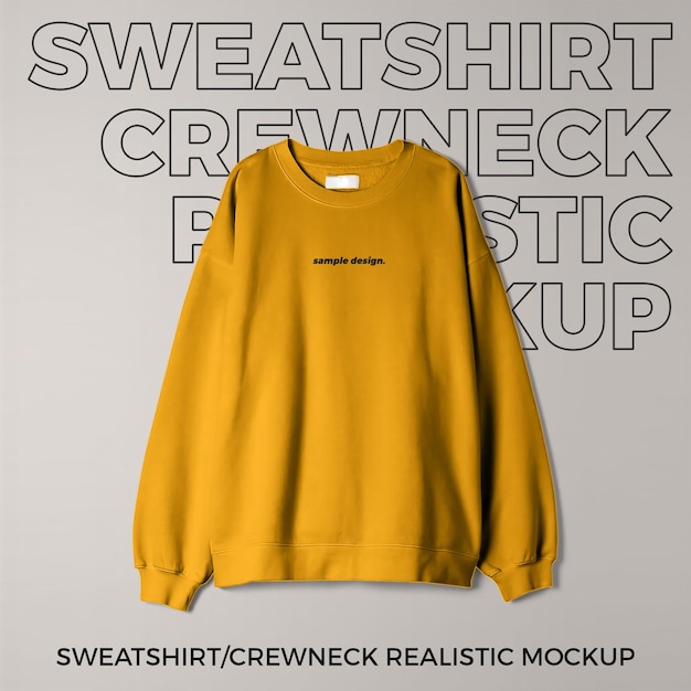 CREWNECK SWEATSHIRT REALISTIC MOCKUP TEMPLATE