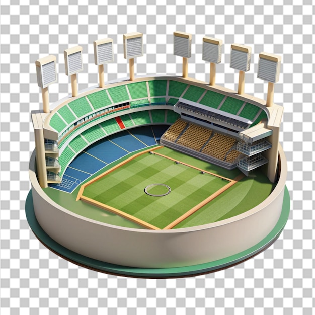 PSD cricket stadium ground cut out earth empty play ground on transparent background