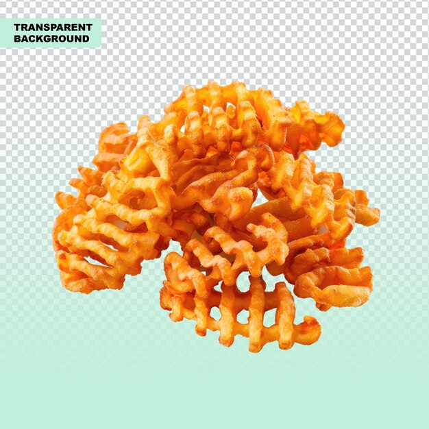 Crinkle fries isolated on transparent background