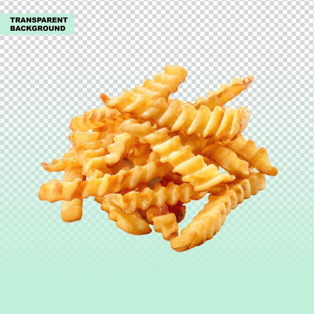 Crinkle fries isolated on transparent background