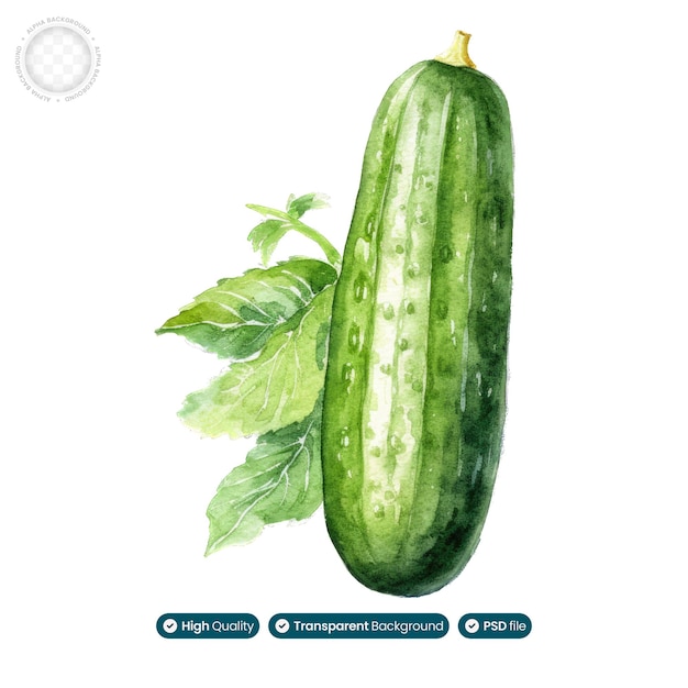 Crisp and Cool Cucumber Watercolor Illustration