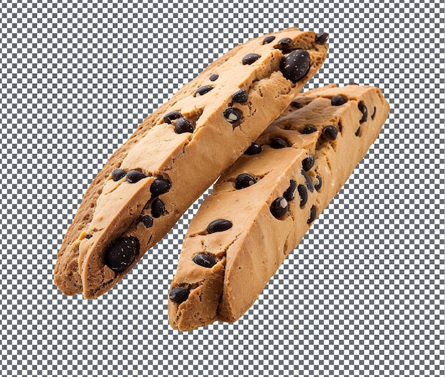 PSD crispy belabo black bean biscotti isolated on transparent background