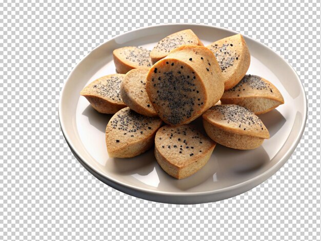 crispy bread pieces with black sesame seeds