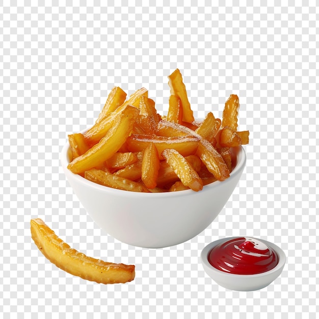 Crispy French Fries with Ketchup in a Bowl