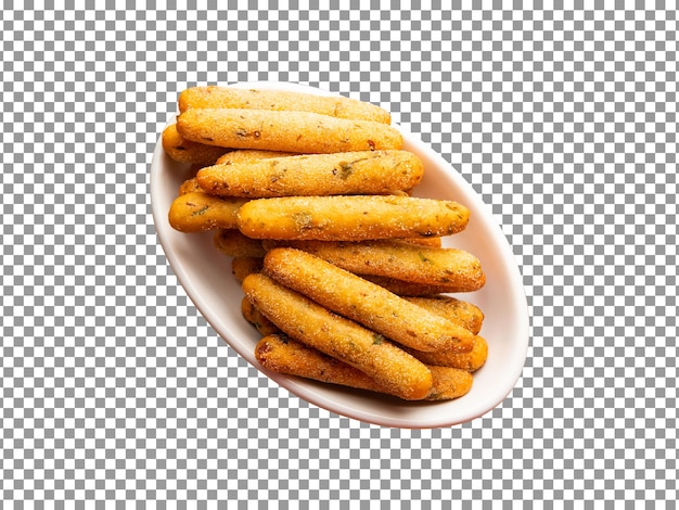 Crispy fried cheese sticks isolated on transparent background