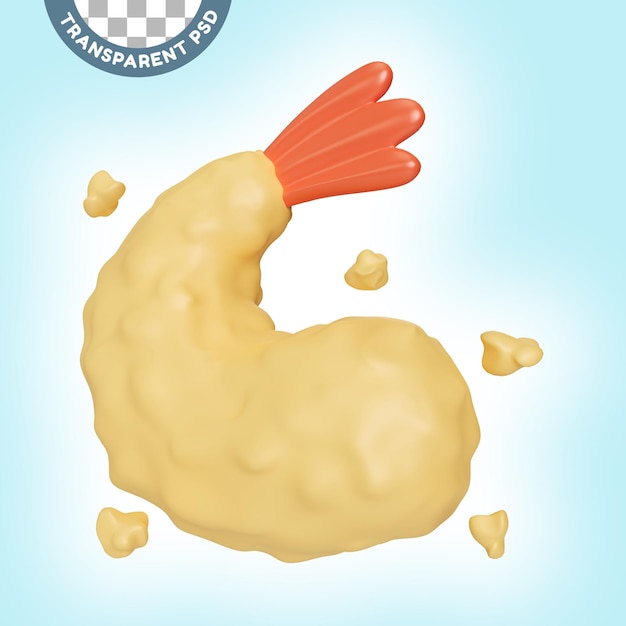 Crispy fried prawn 3D Illustration Icon