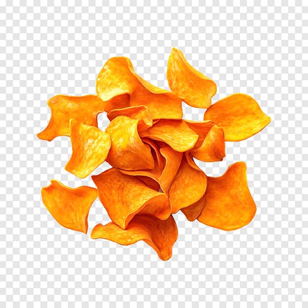 PSD crispy pumpkin chips isolated on a transparent background for food advertising