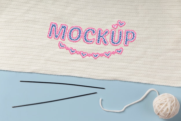 PSD crochet material with logo mock-up