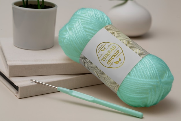 Crocheting coloured thread mockup