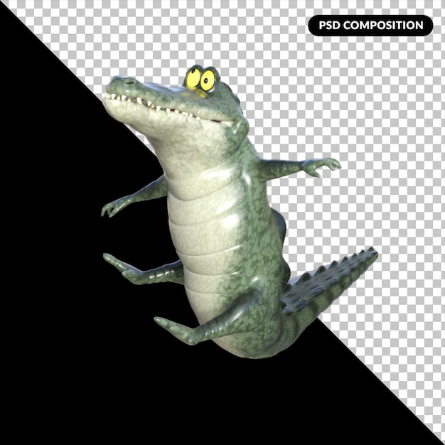 Crocodile cartoon isolated 3d rendering