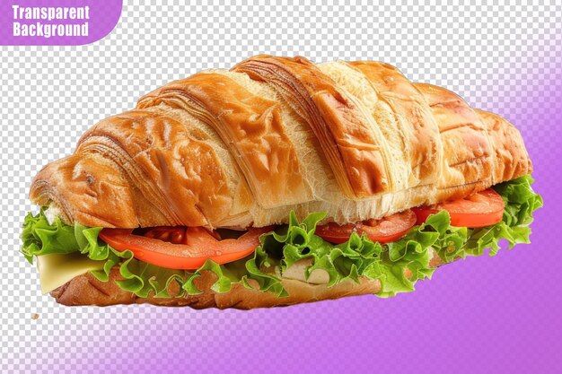 PSD croissant sandwich isolated on transparent background