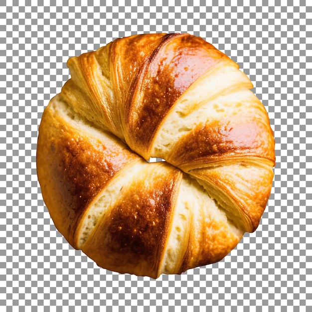 A croissant with a brown crust isolated on transparent background