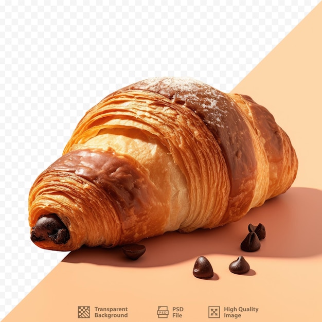 a croissant with chocolates on it and a picture of a croissant.