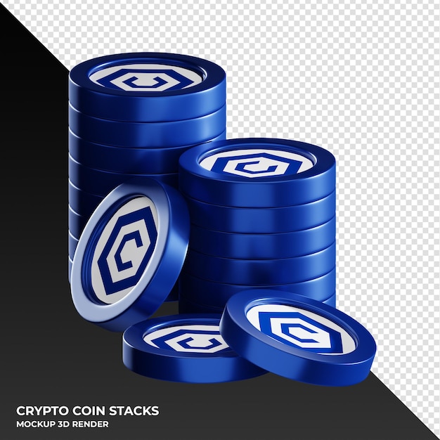 Cronos CRO coin stacks cryptocurrency 3D render illustration