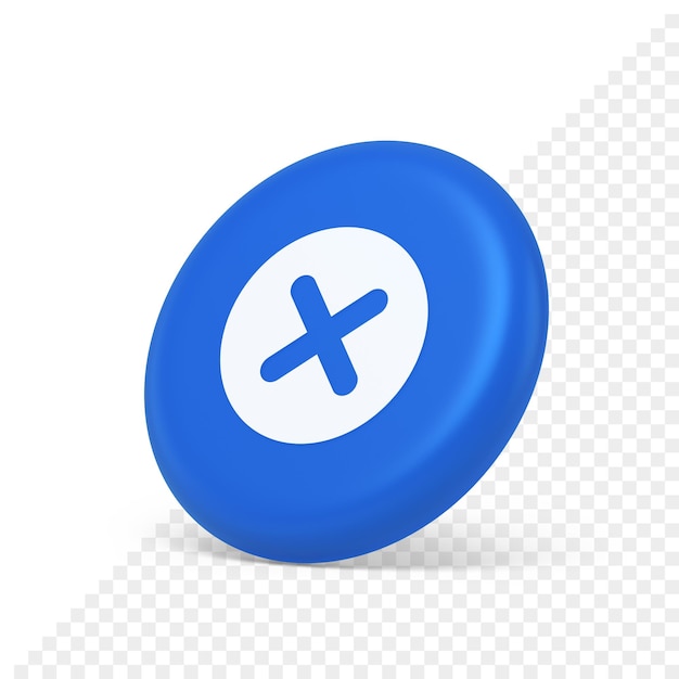 Cross button cancel reject decline negative forbidden fail 3d isometric realistic icon