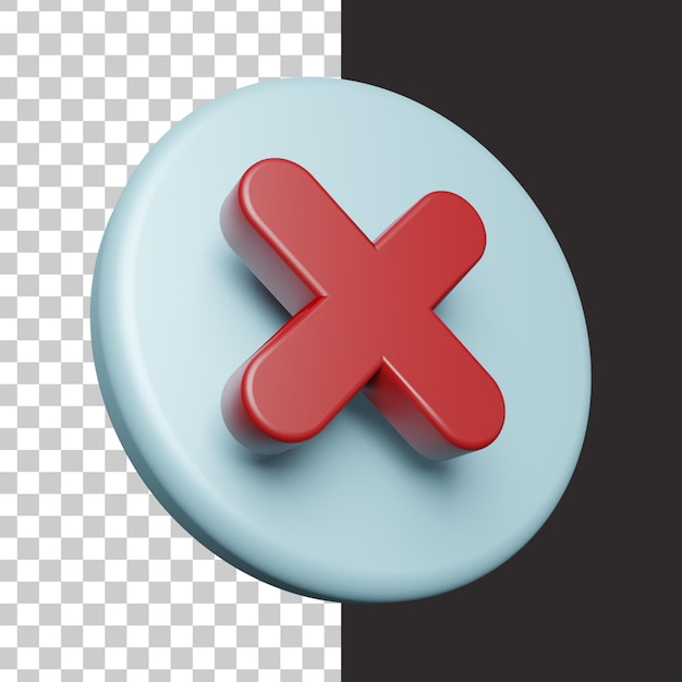 Cross icon in 3d rendering