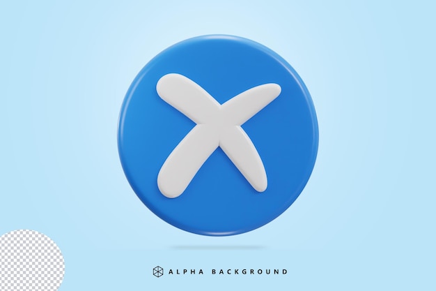 Cross icon rejection symbol 3d vector icon