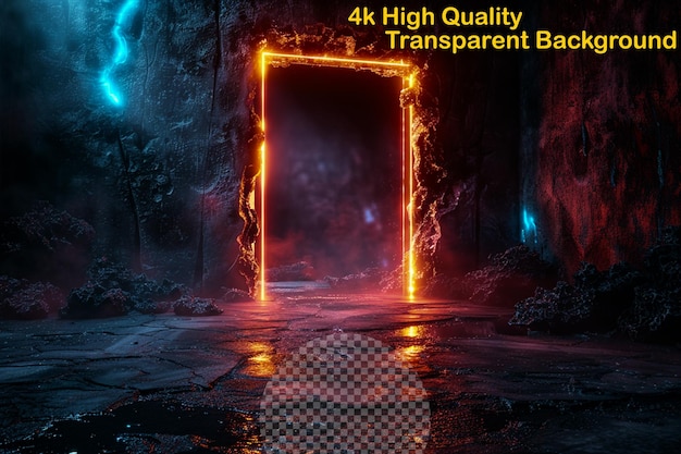 PSD cross into new dimensions with a glowing luminous gateway on transparent background