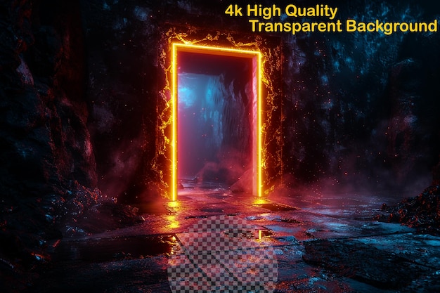 Cross into new dimensions with a glowing luminous gateway on transparent background