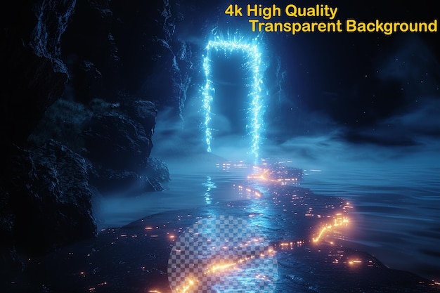 Cross into new dimensions with a glowing luminous gateway on transparent background