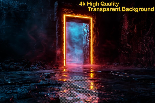 PSD cross into new dimensions with a glowing luminous gateway on transparent background