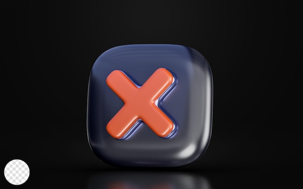 cross mark badge sign on dark background 3d render concept for rejection wrong error