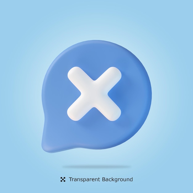 Cross Mark Chat 3d icon illustration