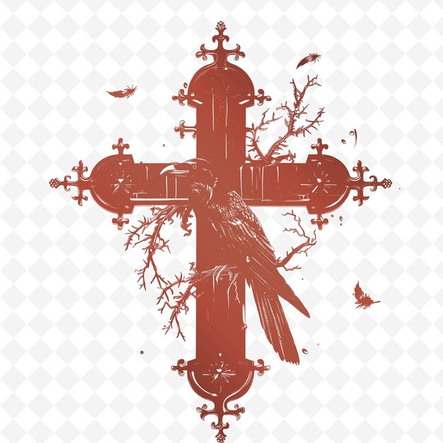 PSD a cross with a bird on it and a bird on the top