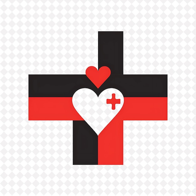 PSD a cross with a heart on it and a white heart