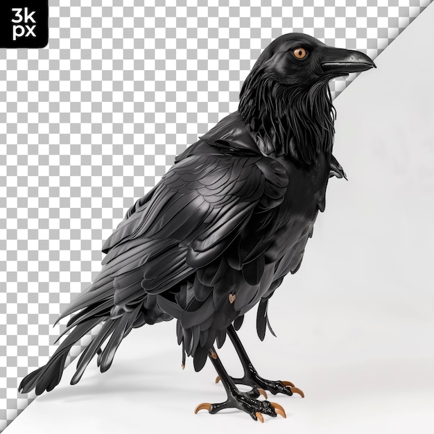 Crow Figurine Isolated on Transparent Background