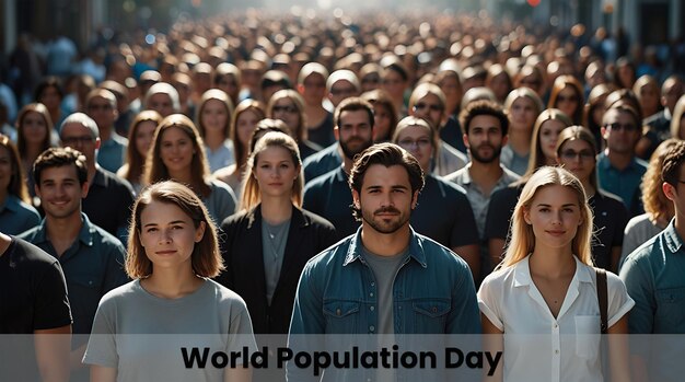 a Crowd Representing World Population day poster