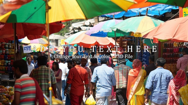 PSD crowded street market in india