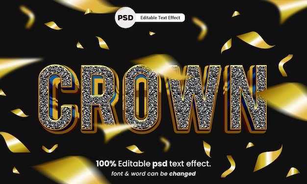 Crown 3d text effect style premium crown text effect