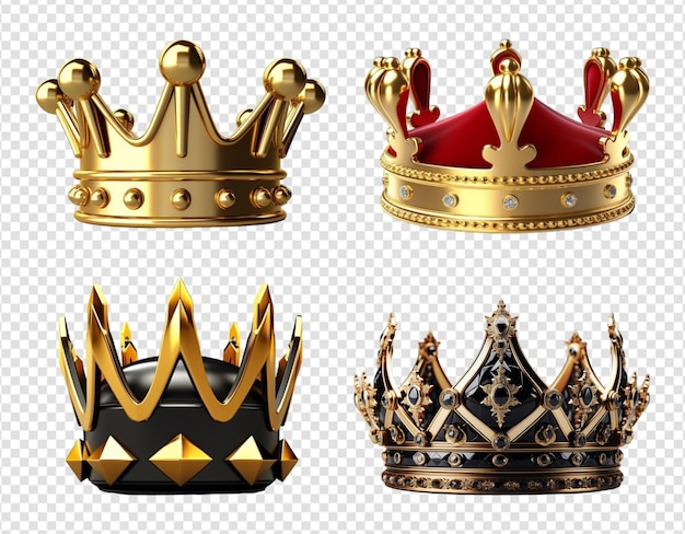 crown icon set 3d illustration design