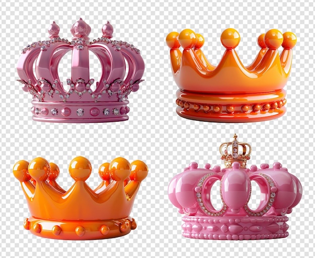 crown icon set 3d illustration design