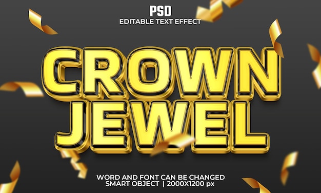 Crown jewel 3d editable text effect Premium Psd with background