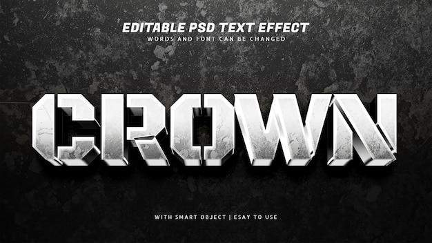 Crown silver 3d text effect editable