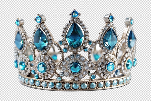 crown with blue diamonds on transparent background