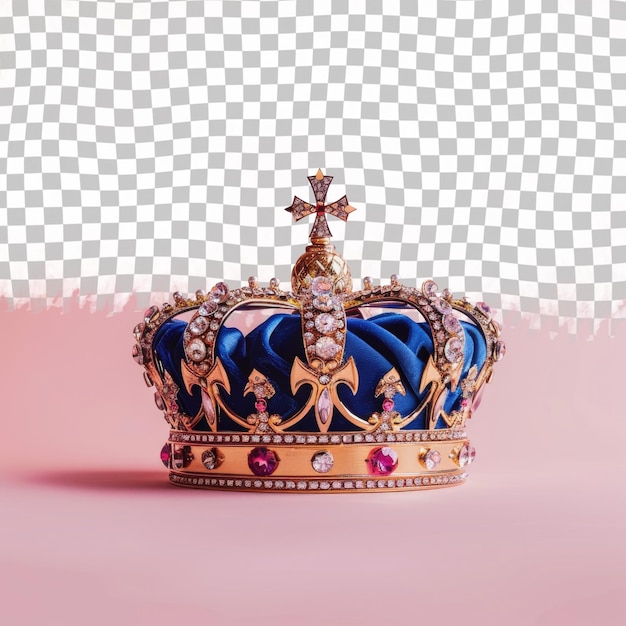 PSD a crown with a diamond on it is shown on a pink background