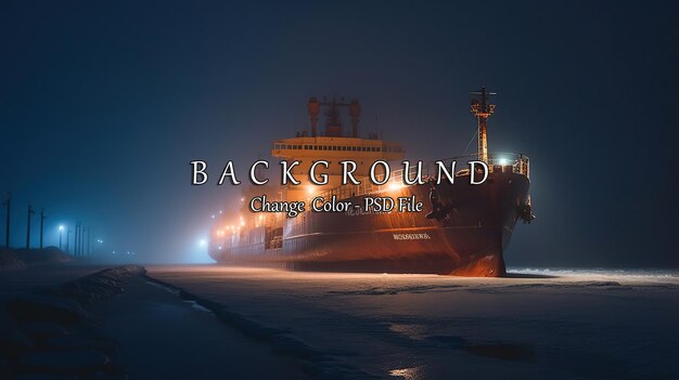 PSD cruise ship ice breaker is shown at night slicing through the foggy waters generated ai image