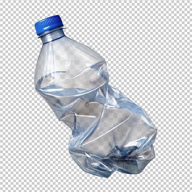 crumpled plastic bottle isolated on transparent